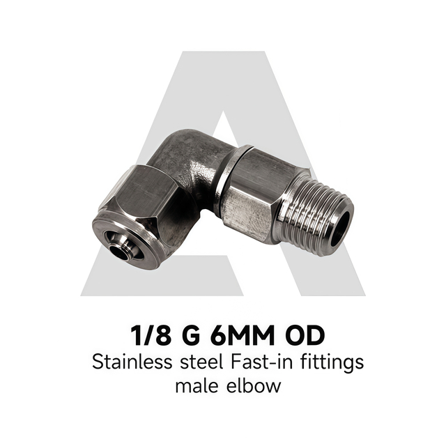 Stainless Steel Fast-in Fittings Male Elbow 1/8 G 6MM OD